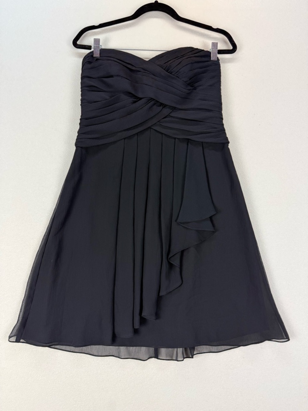 David’s Bridal Black Strapless Chiffon Party Dress A-Line Cocktail Formal Prom
